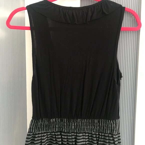 UNAVAILABLE ❌ Gray & Black Ruffle Striped Dress - Picture 6 of 10